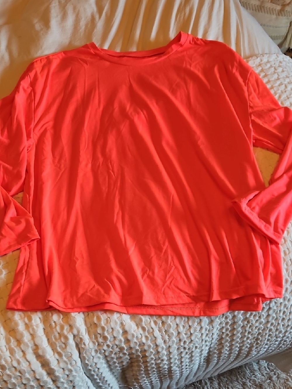 Bright Coral Long-Sleeve Women's Top 2x